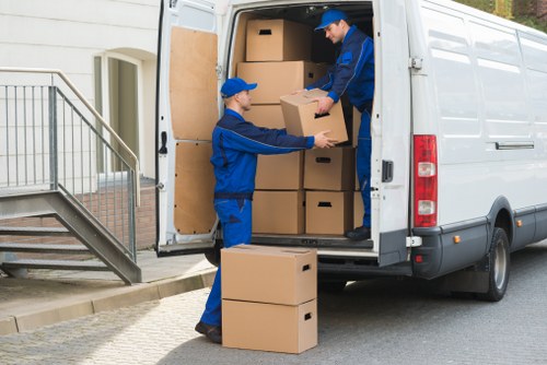 Moving team using safety equipment during a Dulwich removal
