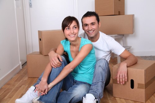 Packed boxes and furniture prepared for man and van collection